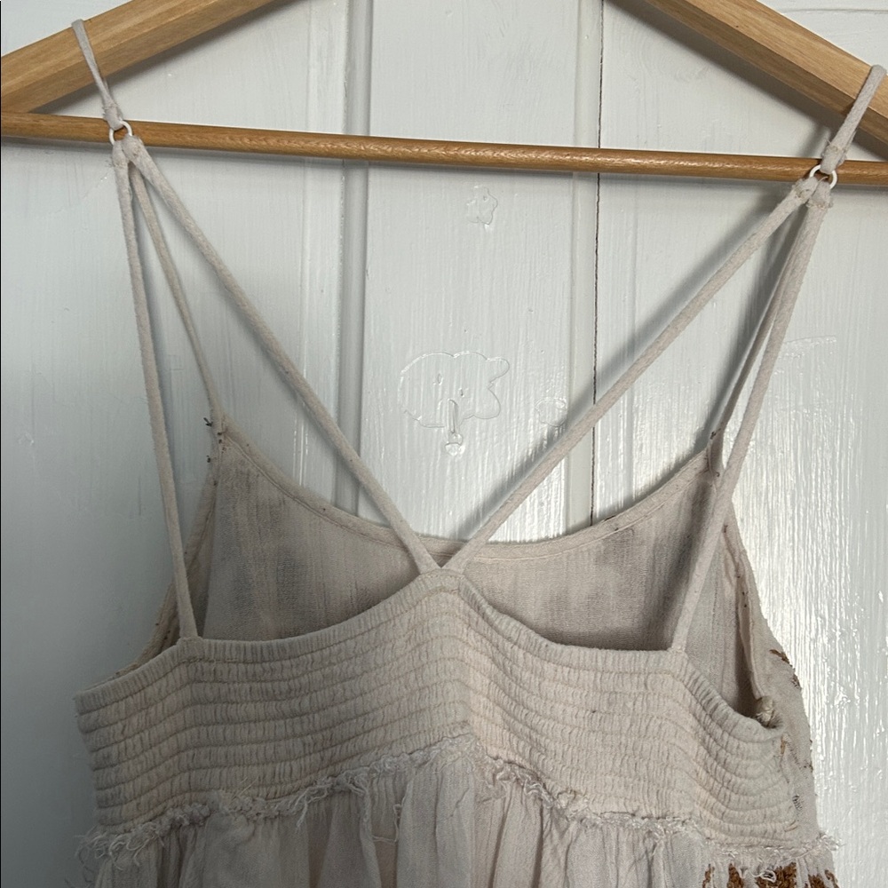 FP Embroidered Cream and Brown Sleeveless Top slip mini dress - Picture 11 of 17